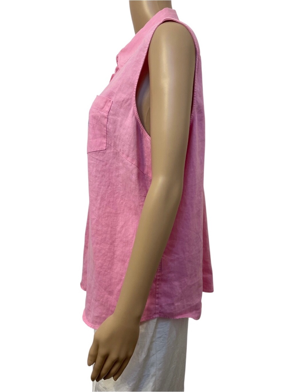 Lauren Ralph Lauren Pink Sleeveless Linen Women’s Shirt, XL - Picture 4 of 12